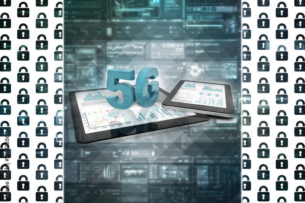 Poster 3d rendering 5g network 5g connection with data