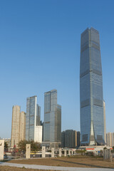 Fototapeta na wymiar High Rise modern office buiding in Hong Kong city