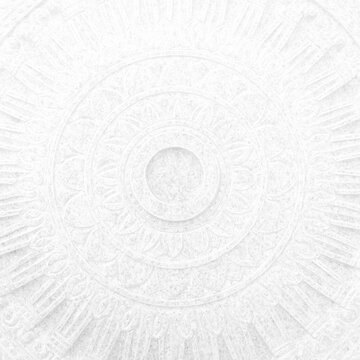 Close up White Marble Dharmachakra or Wheel of Dhamma.
