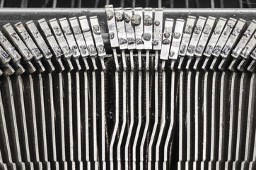 Close up of the letters on an old typewriter.