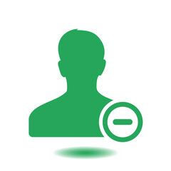 Remove user sign icon. Remove friend symbol. Flat design style.