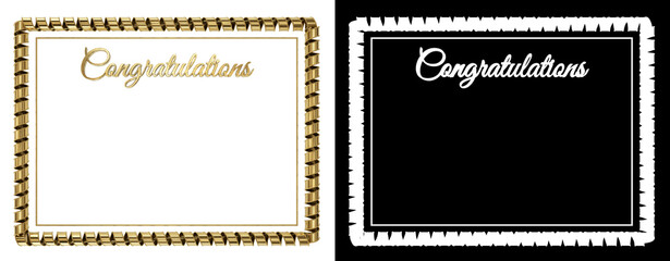 Frame and border from a gold ribbon with the inscription 