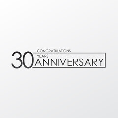 black color elegant and simple 30 years anniversary. lines vector design for family, shop, business, company, or various event Print