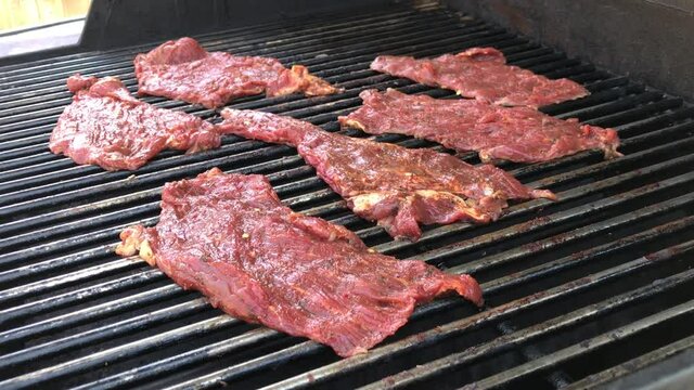 Carne asada on the grill