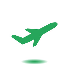 Obraz premium Airplane flight tickets air fly travel takeoff silhouette element. Plane symbol. Travel icon. Flat design. 