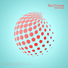 Abstract halftone sphere in red color and complement color background