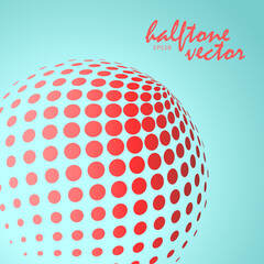 Abstract halftone sphere in red color