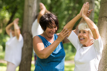 Happy senior woman working out