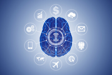 Artificial intelligence concept with brain