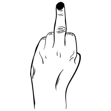 Middle finger Up Sketch freehand drawing.