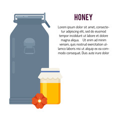 Beekeeping vector concept with different  items. Modern flat style vector.