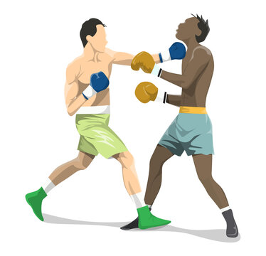 Isolated boxers fight. © artinspiring
