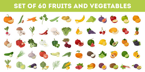 Fruits and vegetables. - obrazy, fototapety, plakaty