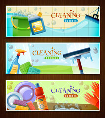 Cleaning Horizontal Banners Set