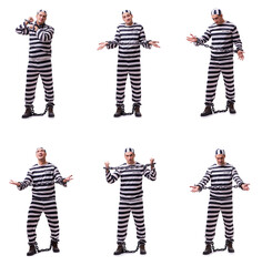 Man prisoner isolated on white background