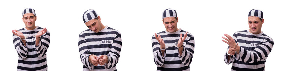 Man prisoner isolated on white background