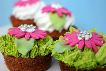 Bright and sweet cake with cream