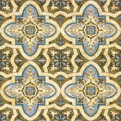 Old decorative sandstone tile background patterns In the park public.