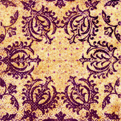 Old decorative sandstone tile background patterns handicraft from thailand In the park public.