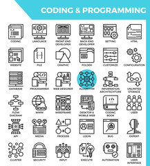 Coding & Programming concept detailed line icons