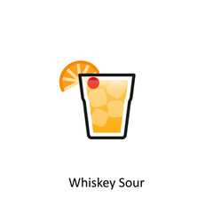 Whisky Sour cocktail icon in flat style