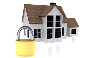 3D rendering of a keylock with a house