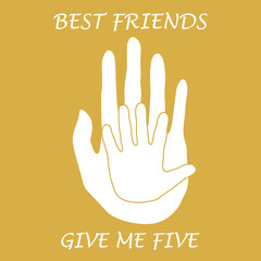 Cute vector illustration of  two hands adult and child giving a five. Friends forever.