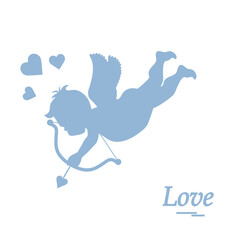 Cute vector illustration: cupid shoots a bow. Love symbol.