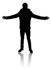 Silhouette of man.