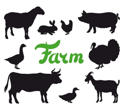 farm animals black icons