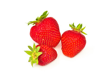 Organic fresh strawberries fruit isolate on white background