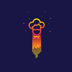 Cap chef icon Color gradation. sign symbol for web, modern design vector on blue background. logo.