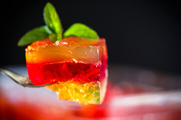 Multi-colored fruit jelly