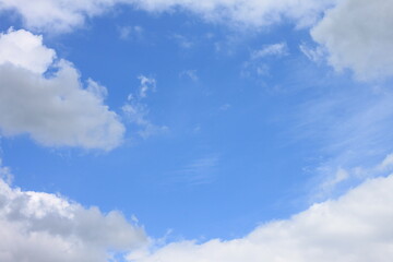 Fototapeta na wymiar blue sky background with white clouds closeup