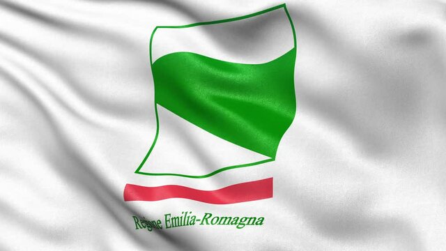Seamless loop of Emilia-Romagna, the regional flag in Italy waving in the wind. 