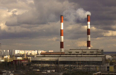 Panorama of buildings at a nuclear power station
