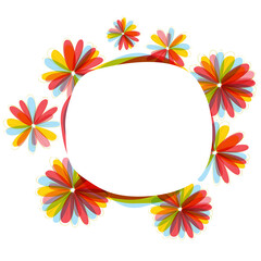 Fototapeta na wymiar Vector frame of flowers. Multicolored round wreath on a white background