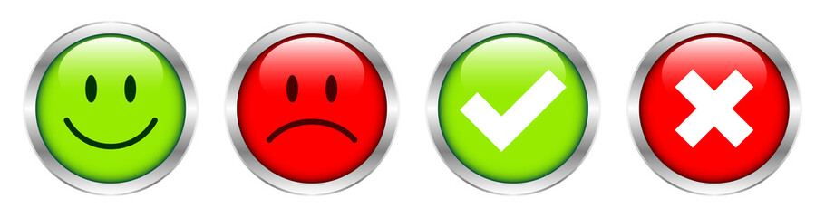 Mood Faces & Checkmarks Green/Red Silver Shine