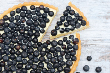 blueberry fruit cake on wood