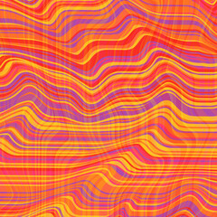 Vector warped lines background. Flexible stripes twisted as silk forming volumetric folds. Colorful variable width stripes with shadows and highlights. Vector illustration