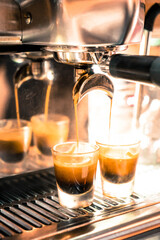 Coffee machine brewing a coffee