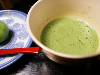 Green tea with sweets in Japan