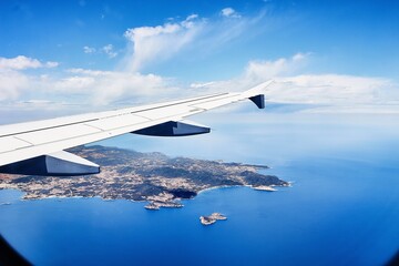 view from the window of an airplane on ibiza