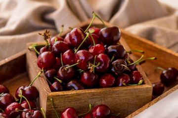 Cherry in a wooden box