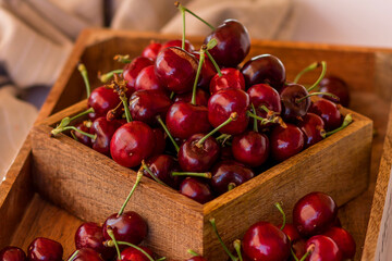 Cherry in a wooden box