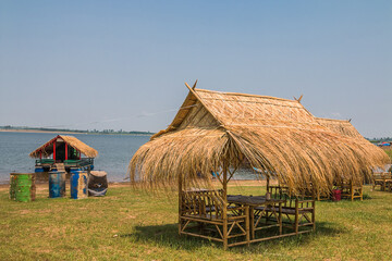 Fototapeta na wymiar bamboo straw roof hut