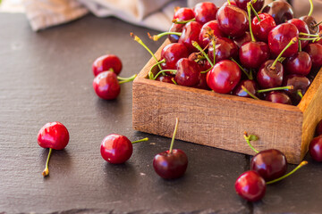 Cherry in a wooden box