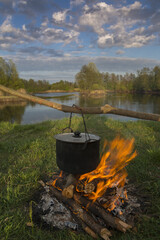 Cooking at campfire