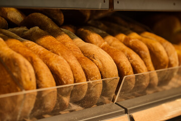 White bread, loaves in the store