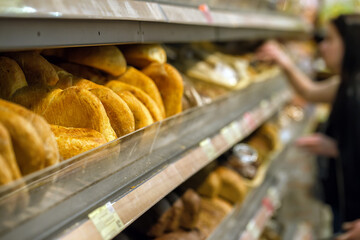 White bread, loaves in the store